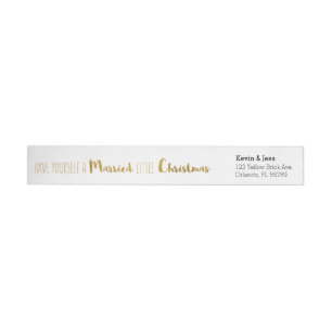 Gold, Marry and Bright Christmas Save the Date Wrap Around Label