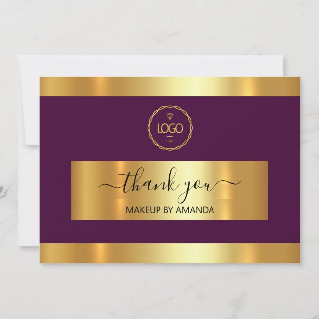  Gold Marsala Thank You Business Insert Card  (Front)
