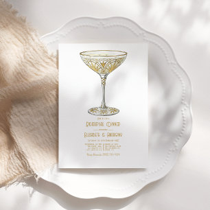 Gold Martini Glass 1920s Art Deco Rehearsal Dinner Invitation