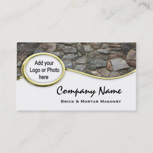 Gold  Masonry Rock Logo Photo Business Cards