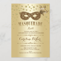 Gold Masquerade Ball Birthday Party