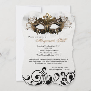 Gold Masquerade Ball Mask Costume Halloween Part Invitation