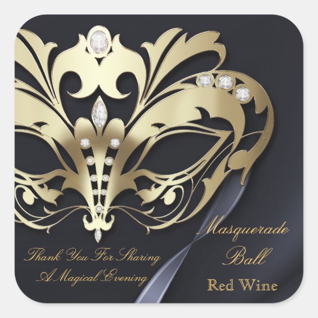 Gold Masquerade Black Party Sticker (Front)