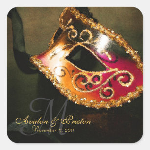 Gold Masquerade Elegant Monogram Sticker