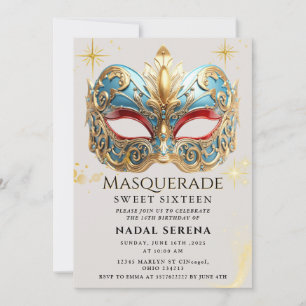 gold masquerade invitation