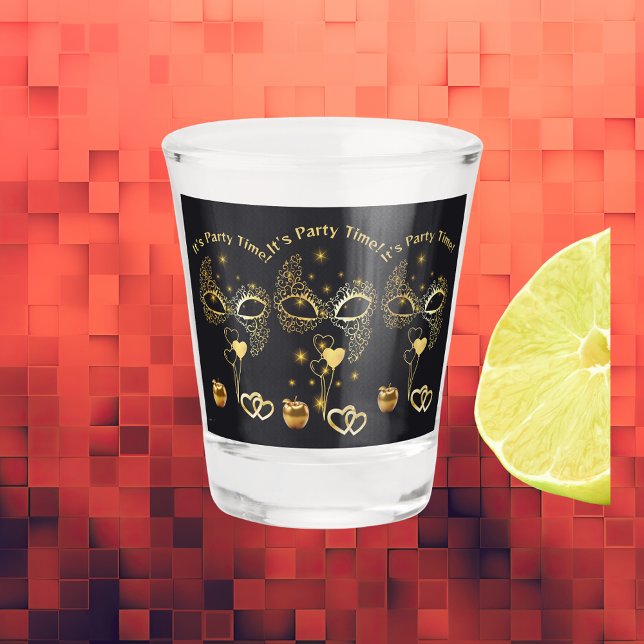 Gold Masquerade It's Party Time |  Shot Glass (Creator Uploaded)