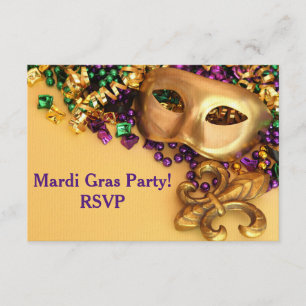 Gold Masquerade Mask Mardi Gras Invitation