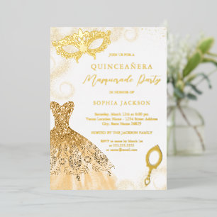 Gold Masquerade Party Dress Quinceanera