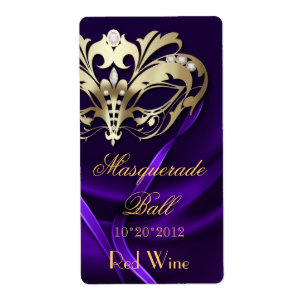 Gold Masquerade Purple Jewelled Holiday Wine Label