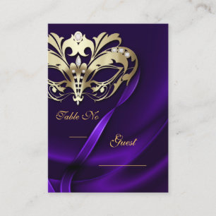 Gold Masquerade Purple Jewelled Table PlaceCard
