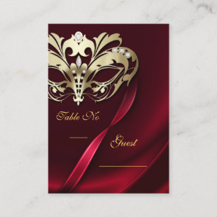 Gold Masquerade Red Jewelled Table PlaceCard