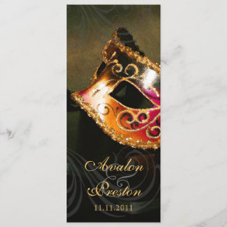 Gold Masquerade  Wedding Program Invitation