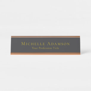 Gold & Matte Black Professional Plain Modern Desk Name Plate