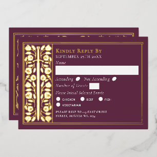 Gold Mauve Medieval Sword Wedding RSVP