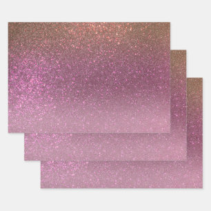 Gold Mauve Purple Sparkly Glitter Ombre Gradient Wrapping Paper Sheet