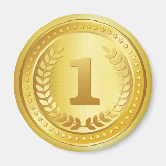Gold medal 1st place winner button magnet
