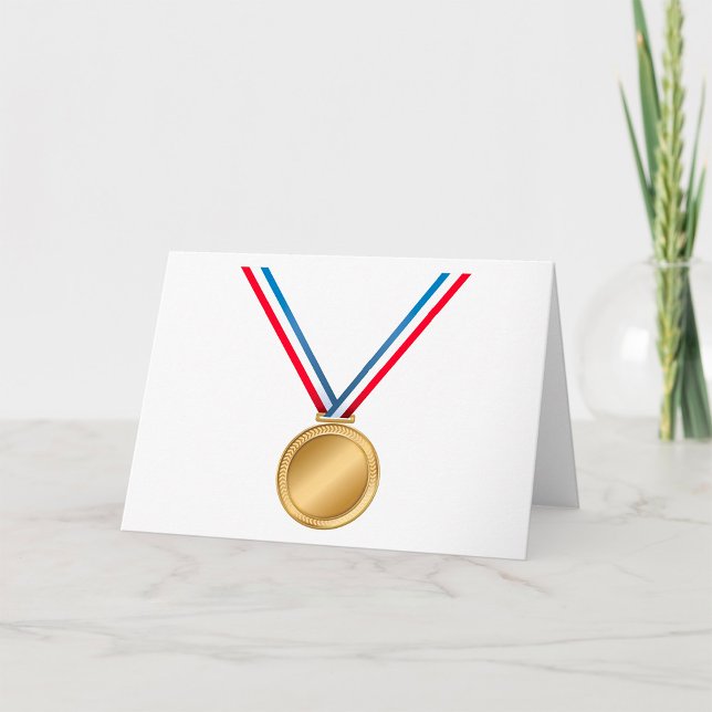 Gold Medal Award with Red White Blue Ribbon Card (Creator Uploaded)