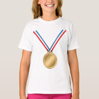 Gold Medal Award with Red White Blue Ribbon