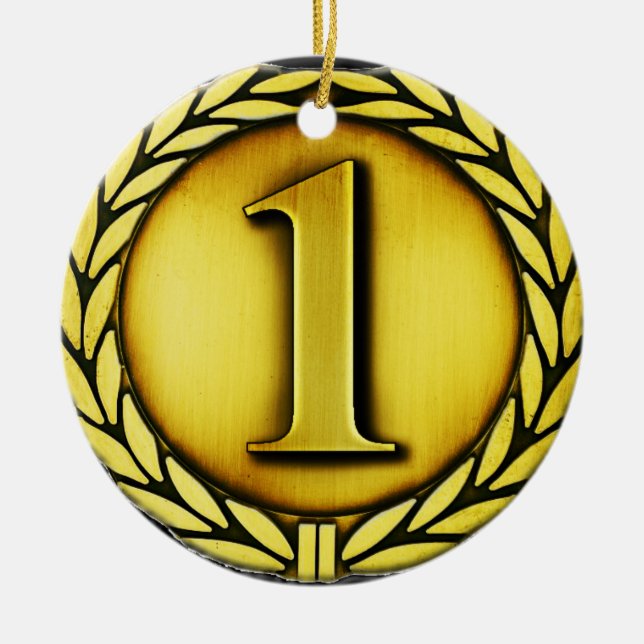 gold medal ceramic tree decoration (Front)