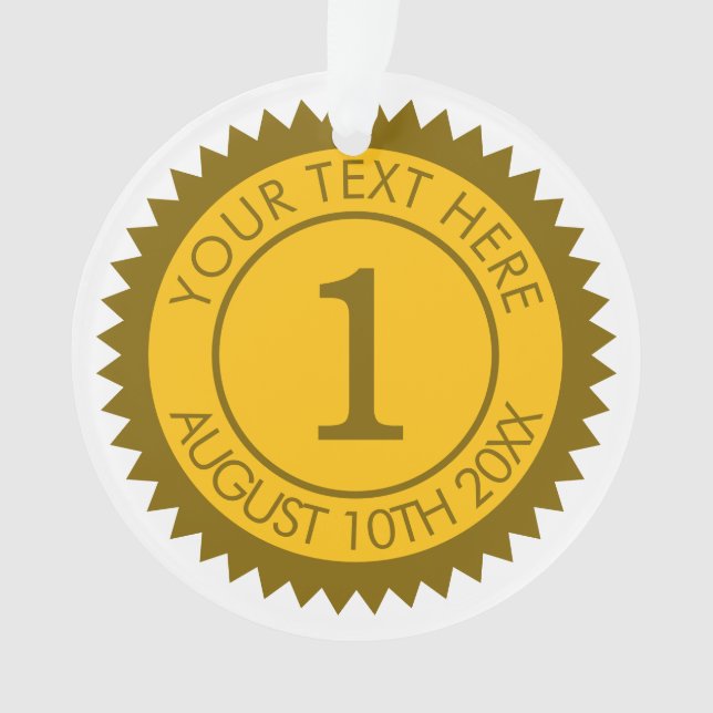 Gold medal champion winner 1st place custom ornament (Front)