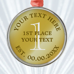 Gold medal first place champion winner medallion metal tree decoration