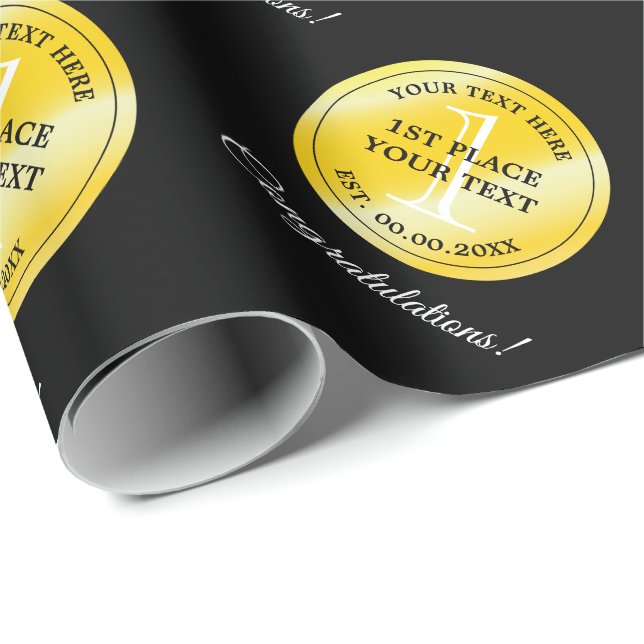 Gold medal first place prize award congratulations wrapping paper (Roll Corner)