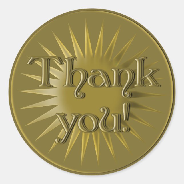Gold Medal Style Thank You Stickers (Front)
