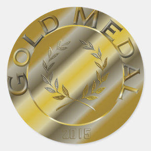 Gold Medal with YEAR OPTION Classic Round Sticker