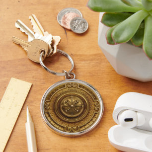 Gold Medallion Key Ring