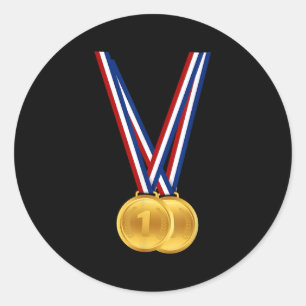 Gold Medals Funny Winners And Champions Gift Birth Classic Round Sticker