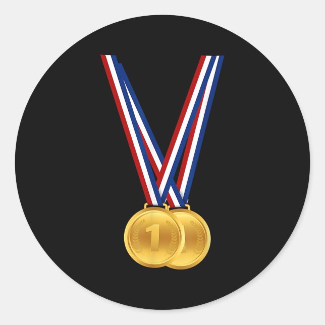 Gold Medals Funny Winners And Champions Gift Birth Classic Round Sticker (Front)