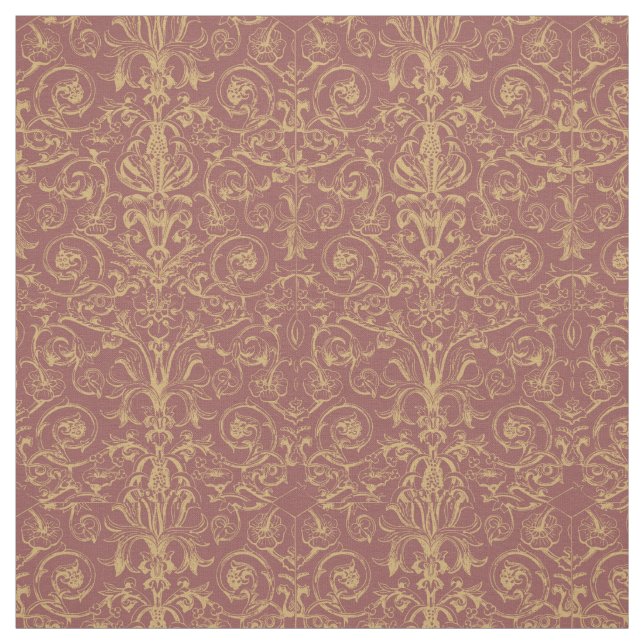 Gold Mediaeval Style Ornamentation Fabric (Swatch)