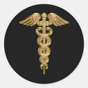 Gold medical alert badge classic round sticker