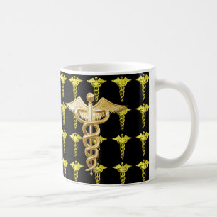 Gold Medical Caduceus Coffee Mug