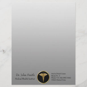 Gold Medical Caduceus - Letterhead