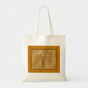 Gold Medical Caduceus Tote Bag