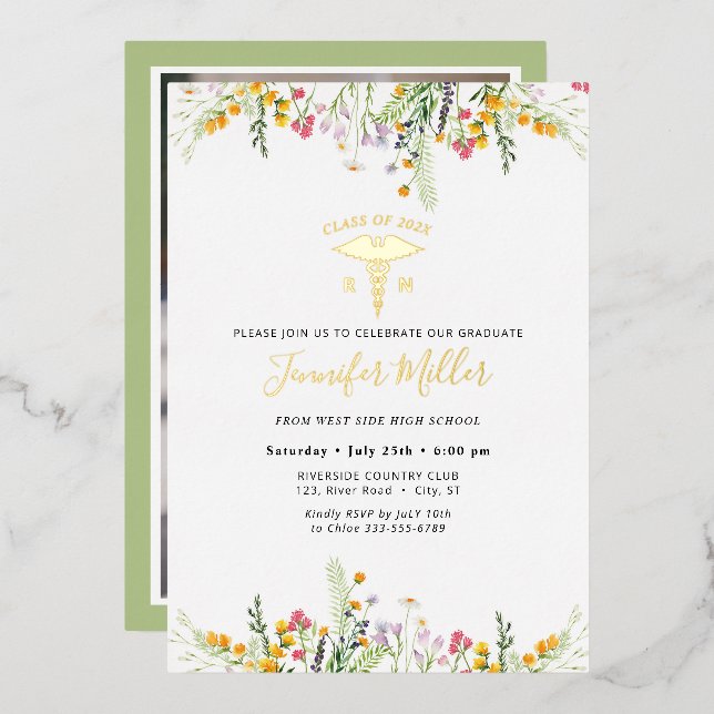 Gold Medical Nursery Graduation Wildflowers (Front/Back)