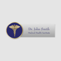 Gold Medical Professional Caduceus Blue
