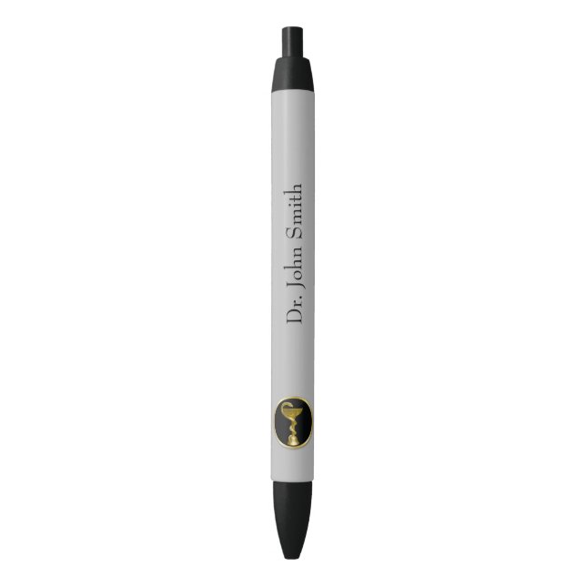 Gold Medical Professional Hygieia Bowl Black Ink Pen (Front Vertical)