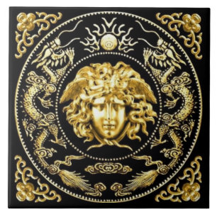 Gold Medusa and Embellished Wall Tile