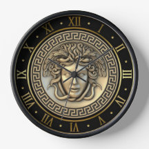 Gold Medusa Gorgon Greek Key Roman Numeral