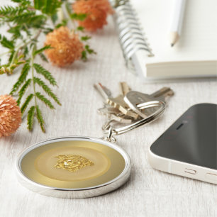Gold Medusa Medallion Key Ring