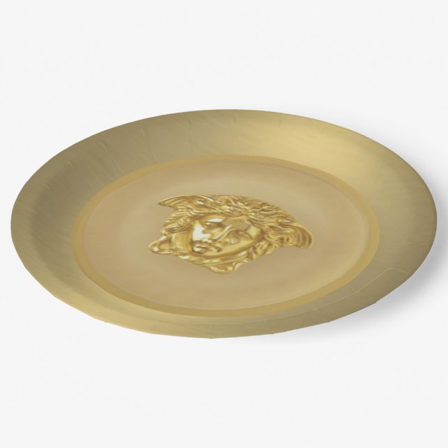 Gold Medusa Medallion Paper Plate (Angled)