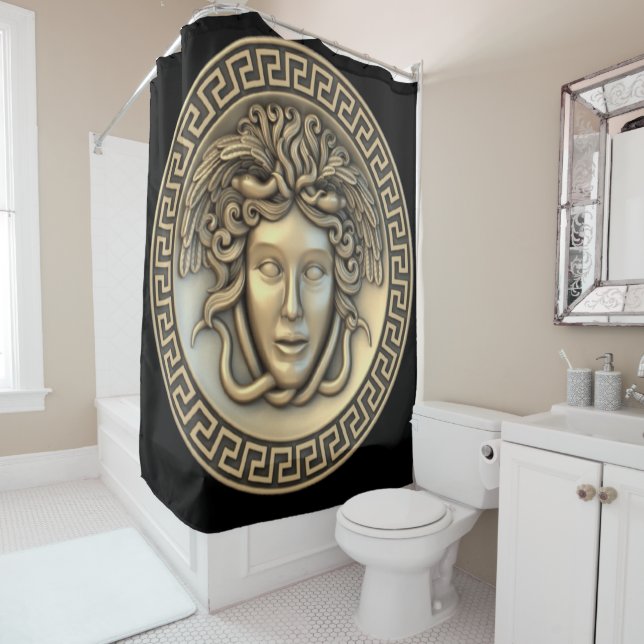 Gold Medusa Shower Curtain (In Situ)
