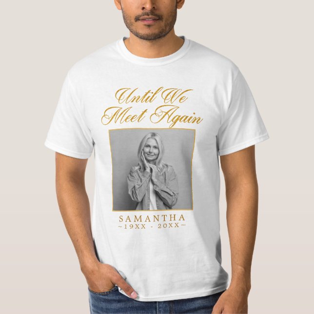 Gold Memorial Funeral Custom Photo T-Shirt (Front)