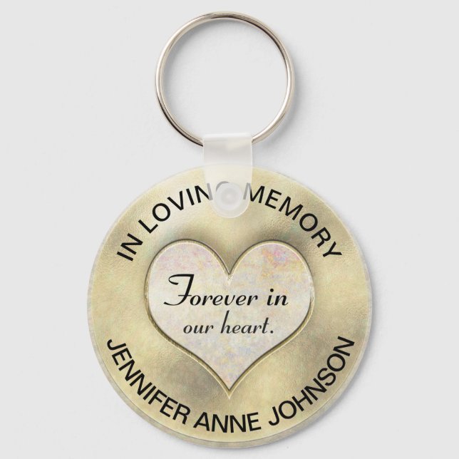 Gold Memorial Heart Key Ring (Front)