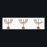 gold menorah bumper sticker<br><div class="desc">Menora, channukah,  gold metallic,  hannukah,  hebrew,  holidays,  jew,  jewish,  judaism,  menorah, chanukah, hannuka, channuka, christmukah, christmukkah, judaica rabbi</div>