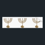 gold menorah bumper sticker<br><div class="desc">Menora, channukah,  gold metallic,  hannukah,  hebrew,  holidays,  jew,  jewish,  judaism,  menorah, chanukah, hannuka, channuka, christmukah, christmukkah, judaica rabbi</div>