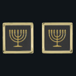 Gold Menorah Gold Finish Cufflinks<br><div class="desc">Gold Menorah</div>