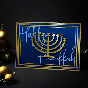 Gold Menorah Hanukkah Card
